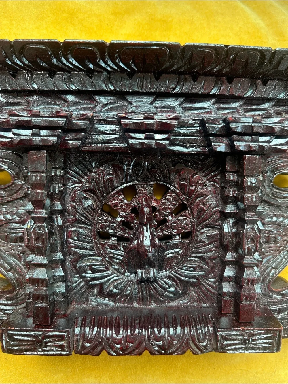 Nepali Peacock Wooden Carved Newar Window Wall Hanging Tibetan Nepal Home Décor